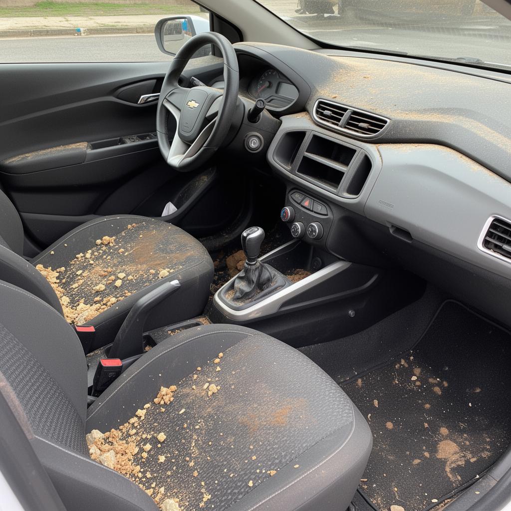 Interior sujo antes